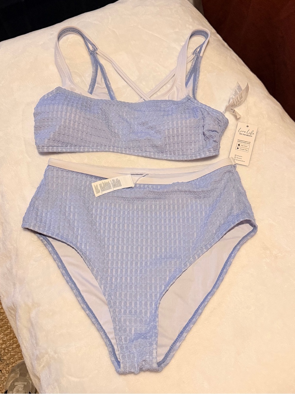 NWT Cupshe Light Blue Smocked Bikini Set